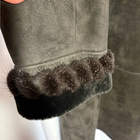 BLUE DUCK Black Shearling Coat Sz L - Picture 4 of 6
